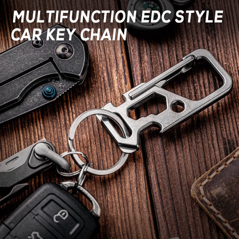 TISUR Titanium-Keychain-Clip-Bottle-Opener-Keychain,TISUR Edc Tactical Carabiner Key Chains Men Multitool for Outdoor Camping Key Ring Clip With 32mm Titanium Key Rings - Image 4